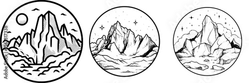 Simple line art depicting a glacier is available as an icon, suitable for use in glacier-themed logos and icons