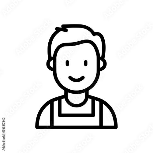 Icon for a workshop participant and line art of a workshop participant, simple line art suitable for logos and icons of workshop participants