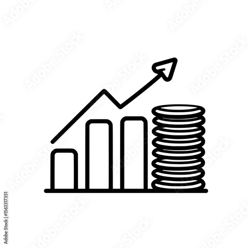 The concept of financial growth is visually represented by a straightforward line art icon, perfectly suited for financial growth logos and related graphic designs