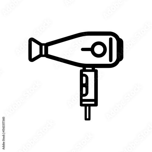 Simple line art of a hairdryer is provided, which can be used to create effective logos and icons for hairdryers