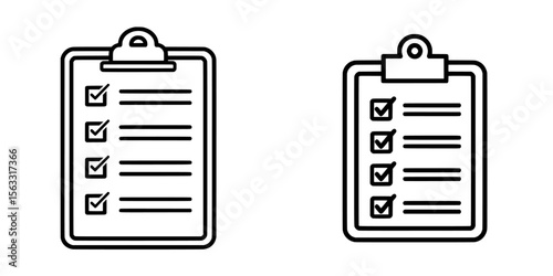 Simple line art illustrating a clipboard with an integrated checklist is a great fit for creating icons and logos that prominently feature a clipboard and checklist combination
