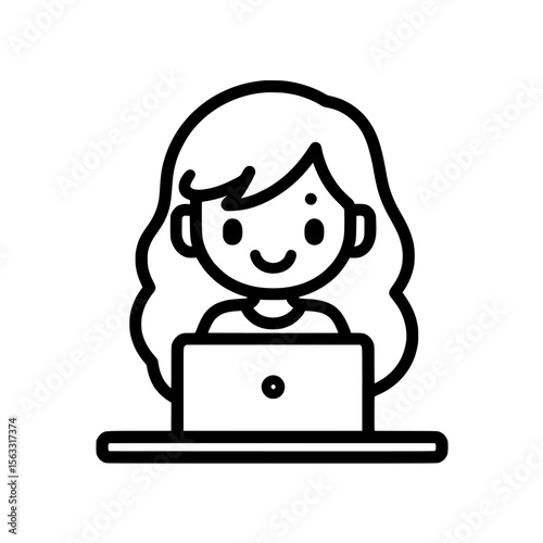 An online class logo or icon can be effectively created using simple line art illustrations of online classes