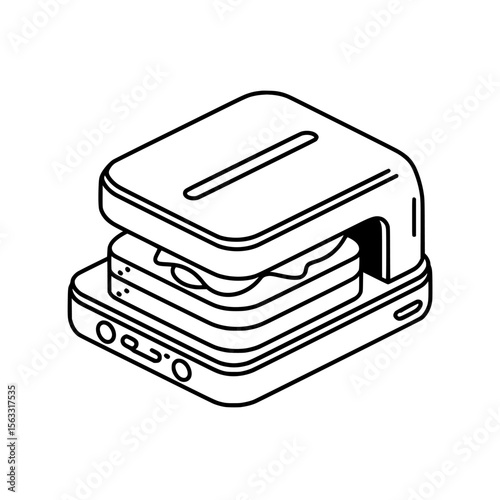 Icon for sandwich maker and line art of sandwich maker in simple style, ideal for logos and icons related to sandwich makers