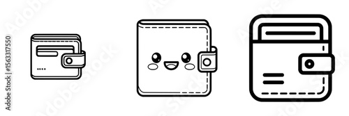 The image of a mobile wallet in simple line art, ideal for use in logos and as icons for mobile wallet applications