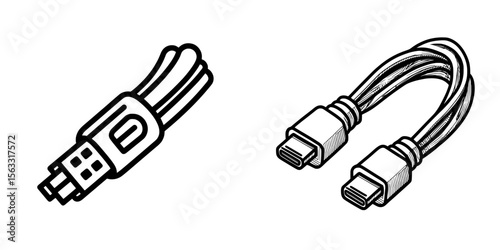 The simple line art of internet cables is ideal for creating logos and icons related to internet connection cables, offering a basic yet effective visual representation