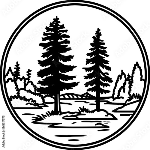 An icon representing a national park sign is created using straightforward line art, optimal for national park sign logos and icon designs