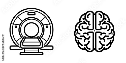 A modern, editable stroke icon representing smart MRI diagnostics is ideal for AI medical imaging, brain analysis, and neuro scan platforms