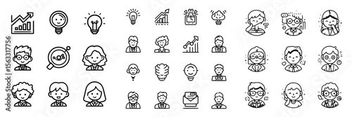 The icon set for business intelligence is available in a modern line style and is contained within the file named contai.eps