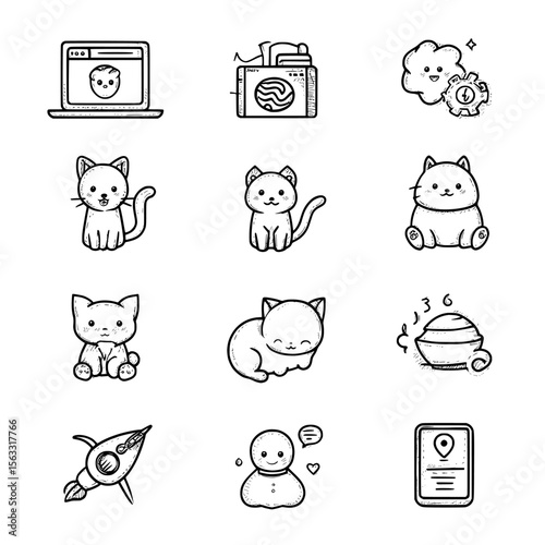 A set of business web icons in line style is available as an .eps workshop file