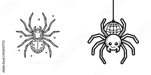 Halloween and insect themes are represented by this hanging spider line icon