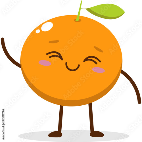 Cute orange character kawai vector for orange mascot. happy face, winking eye,. smile