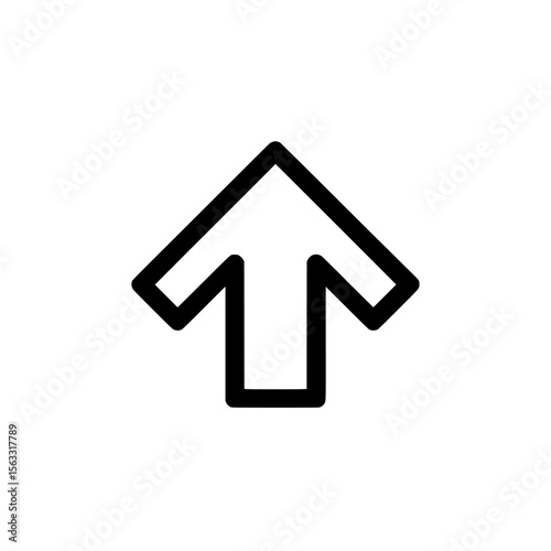 The modern illustration consists of an arrow up set line icon and a thin black outline symbol, both of which are editable and set against a transparent background with a customizable stroke