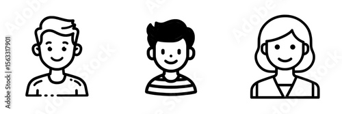 The client line icon design features a thin black outline symbol in a modern illustration style with an editable stroke on a transparent background