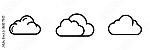 The design of the cloud info line icon features a modern illustration with a thin black outline symbol on a transparent background, and it is editable