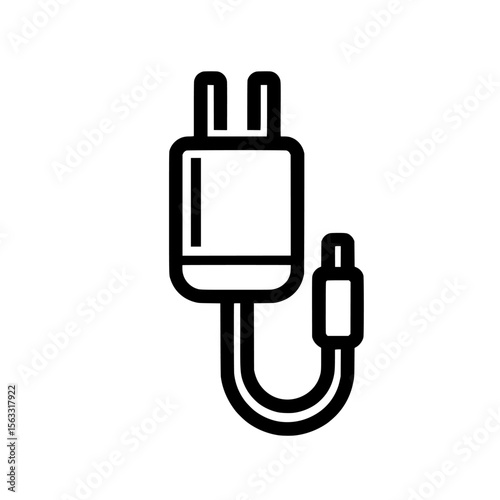 A charger line icon is represented by a modern illustration that includes a thin black outline symbol and an editable stroke icon on a transparent background