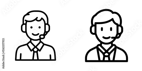 The icon for consultant service line features a modern illustration with a thin black outline and an editable stroke on a transparent background