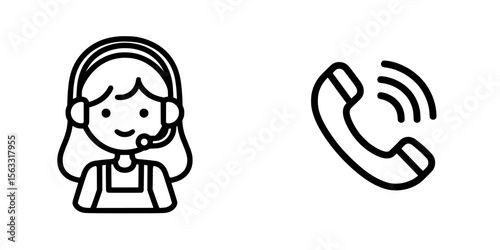 The contact line icon is represented by a thin black outline symbol in a modern illustration on a transparent background with editable stroke