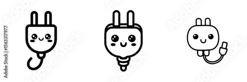 The design of an electric line icon features a modern illustration with a thin black outline symbol that is editable and set against a transparent background
