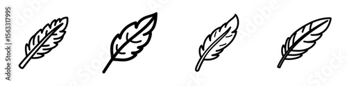 The design features a feather line icon, a modern illustration with a thin black outline that is fully editable on a transparent background