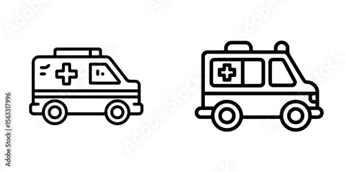 Thin black outline emergency icon with modern illustration and editable stroke on transparent background
