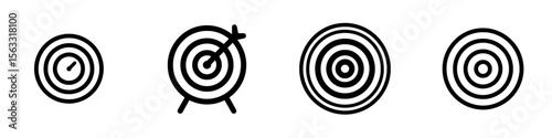 The target line icon is available in both white and black colors, and is part of a modern target collection for use in web, mobile apps, and UI design