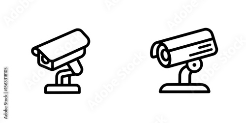 The viewing angle is highlighted in a modern line icon designed for packaging on a cctv camera with editable stroke