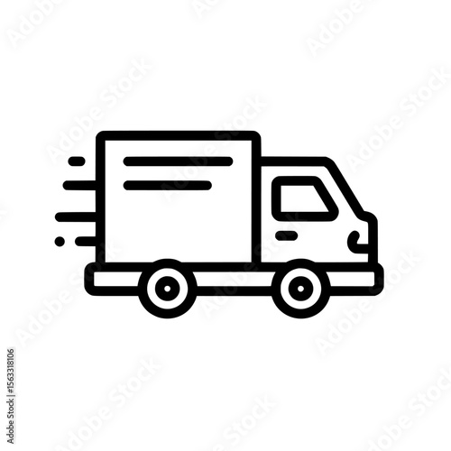 A contemporary symbol of a delivery vehicle, embodying freight transportation and logistics, designed in line style with editable stroke