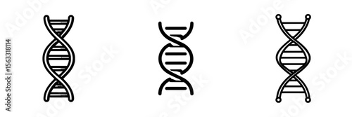The DNA helix, a symbol of genetics, is depicted in a modern line icon that features an editable stroke