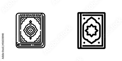 The Quran rehal icon is available in white and black colors and features a flat, modern design from the Quran rehal collection suitable for web, mobile apps, and UI