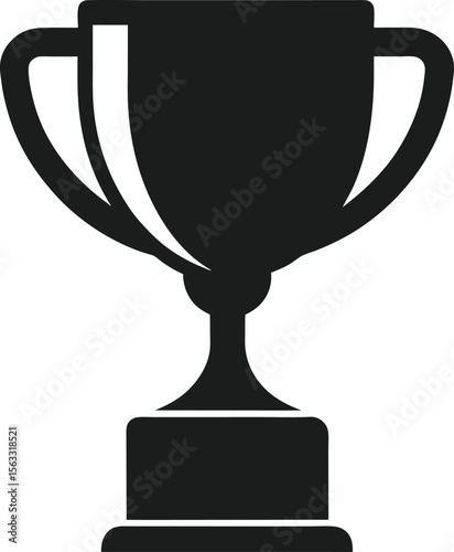  Simple black trophy cup silhouette vector icon symbol for award, achievement or champion design