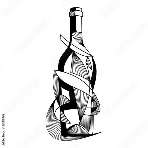Artistic Black and White Bottle Design 5