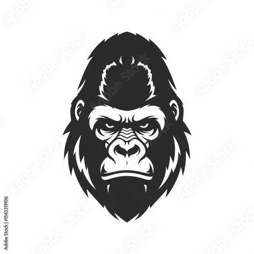 A powerful, stylized illustration of a gorilla's head, showcasing intense expression and detailed fur.