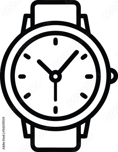 Simple wristwatch vector icon outline of classic watch for time, punctuality and fashion