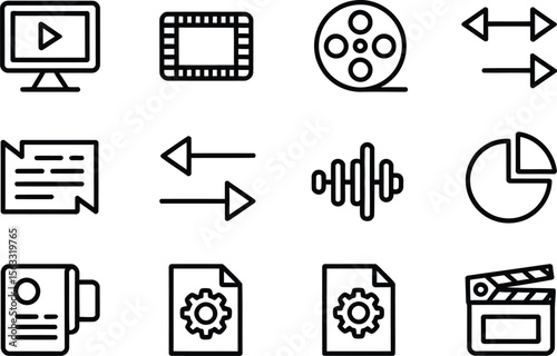 Media, Communication, and Technology Icons - Video, Audio, Files, and Data Management
