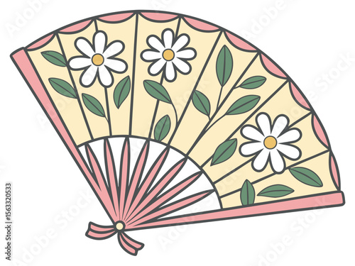 Professional Decorative Hand Fan Shaped Like Daisy Petals Leaf SVG Design