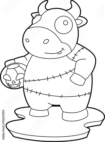 Bull Halloween Pumpkin Animal Vector Graphic Art Illustration