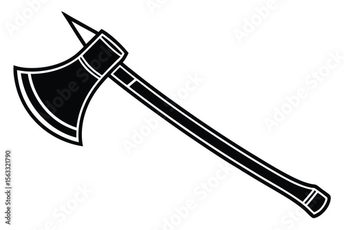 Viking Axe Medieval Weapon Illustration, Historical Battle Axe Design