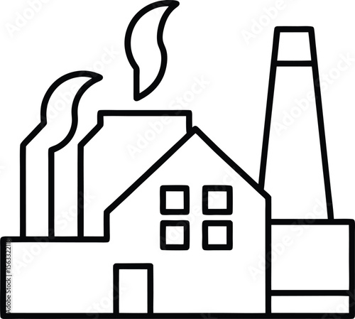 Industrial Factory Building Line Art Icon Illustration
