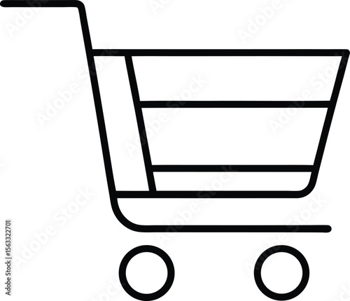 Shopping Cart Icon Simple Line Art for Websites and Apps