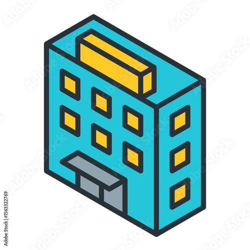 Isometric Hotel Building Icon