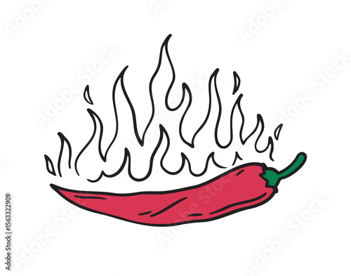 Chili pepper fire icon colored spice heat hot flame