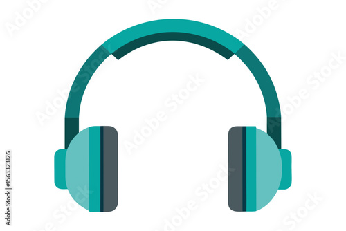Modern teal and gray over ear headphones icon