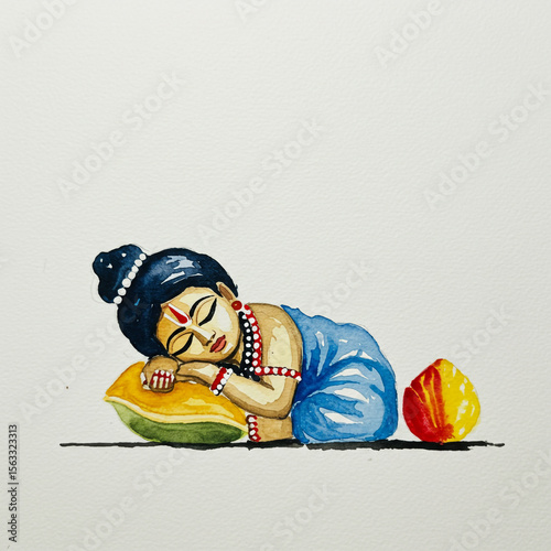Sleeping Baby Krishna with ...