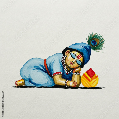 Sleeping Baby Krishna with ...
