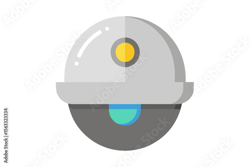 Modern flat design robot head with glowing blue eye