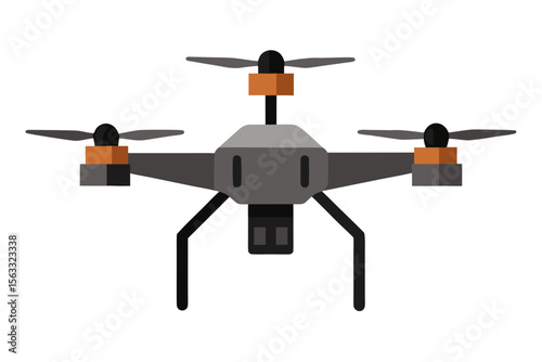 Modern quadcopter drone with four rotors and landing gear