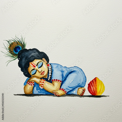 Sleeping Baby Krishna with ...