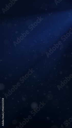 Abstract White Floating Dust Particles with Flare on Dark Blue Background