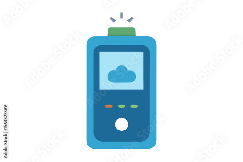 Modern weather monitoring device with digital display and indicator lights