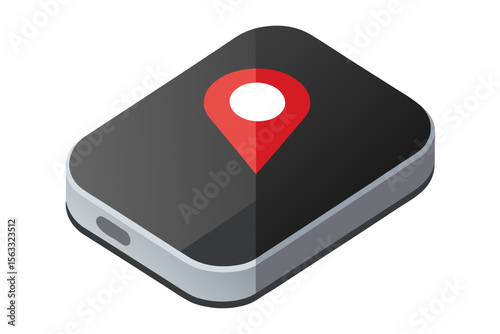 Modern device with location pin icon for navigation and tracking services